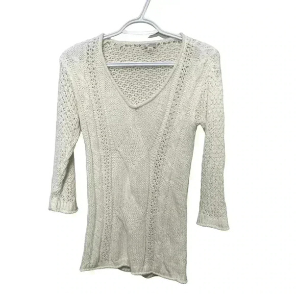 Gap Ivory 3/4 Length Long Loose Knit Sweater XS Cotton/Acrylic Blend - Picture 1 of 6